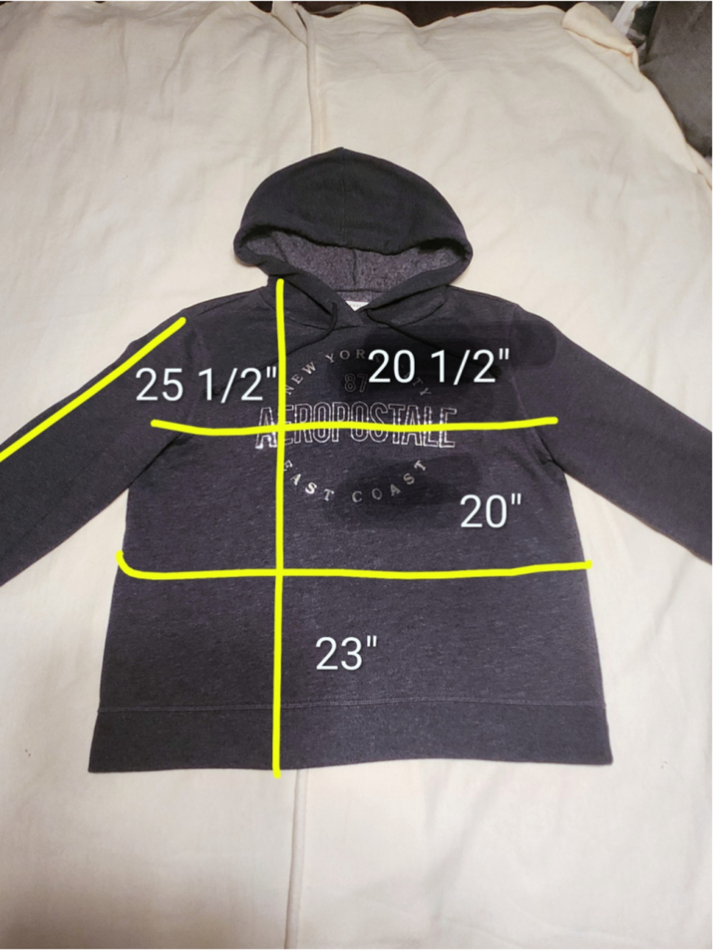 Aeropostale Comfy Fleece SIlver Graphic Navy Pullover Hoodie Sweatshirt Medium - Picture 7 of 7